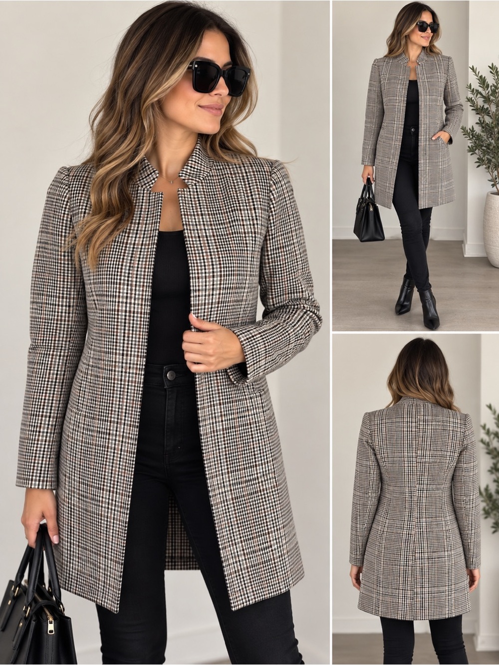 Carolina Belle Montreal Plaid Check Coat